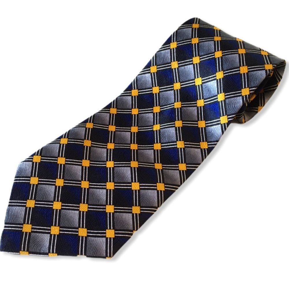 Berardi Men's Tie Blue Gray Gold 100% Polyester